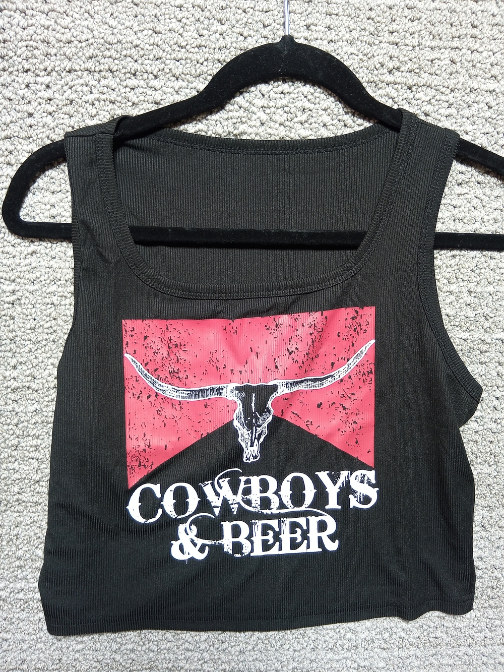 Cowboys & Beer Black Graphic Tank Top